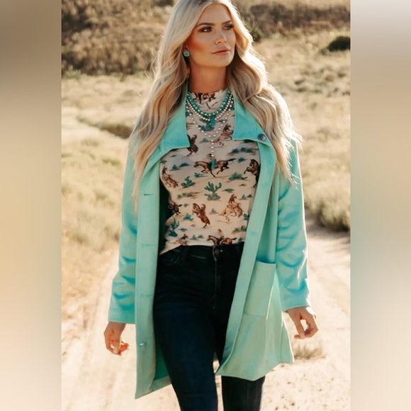 Sterling Kreek Turquoise Suede Unlined light coat - Picture 4 of 16